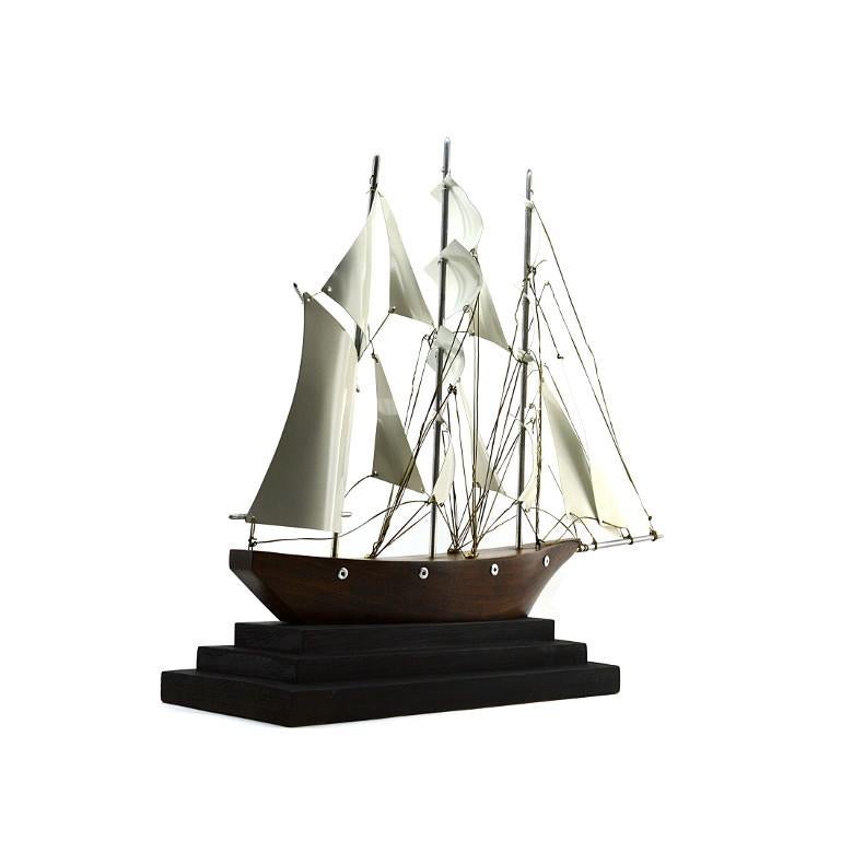 Large French Art Deco Three-Masted Barque Ship Model, 1930s For Sale 1