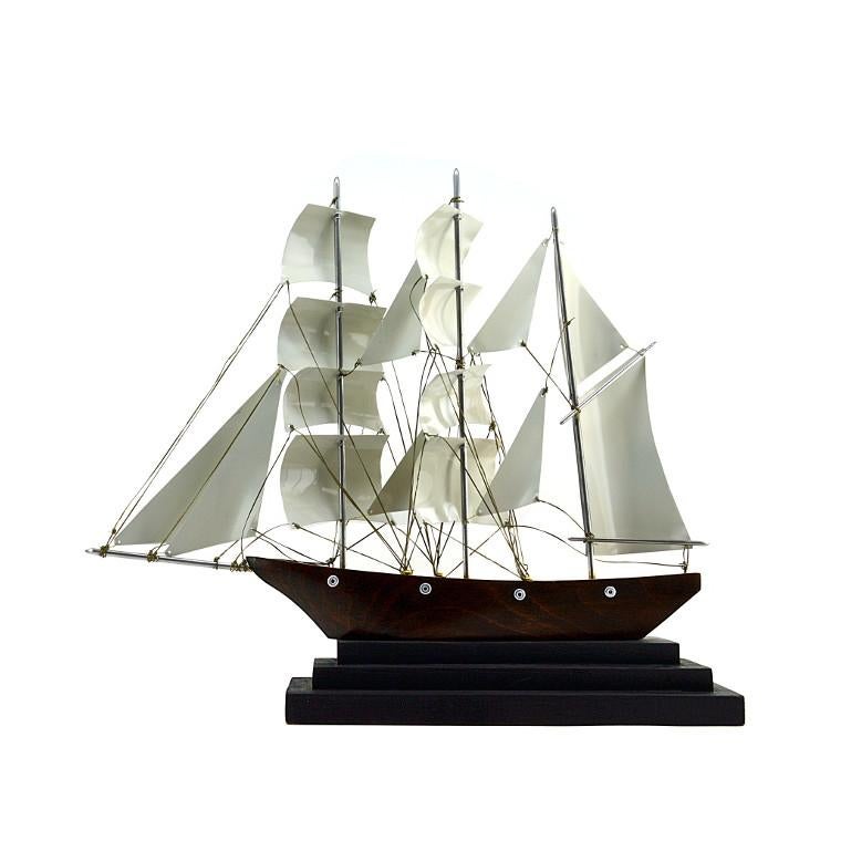 Large French Art Deco Three-Masted Barque Ship Model, 1930s For Sale 2