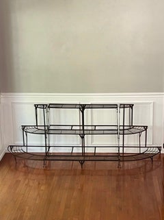 Large French Art Deco Three-Tier Wrought Iron Demilune Plant or Display Stand