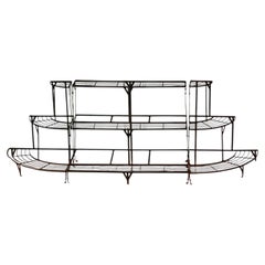 Large French Art Deco Three-Tier Wrought Iron Demilune Plant or Display Stand