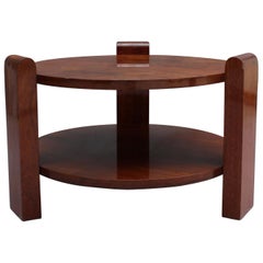 Large French Art Deco Two-Tier Walnut Gueridon