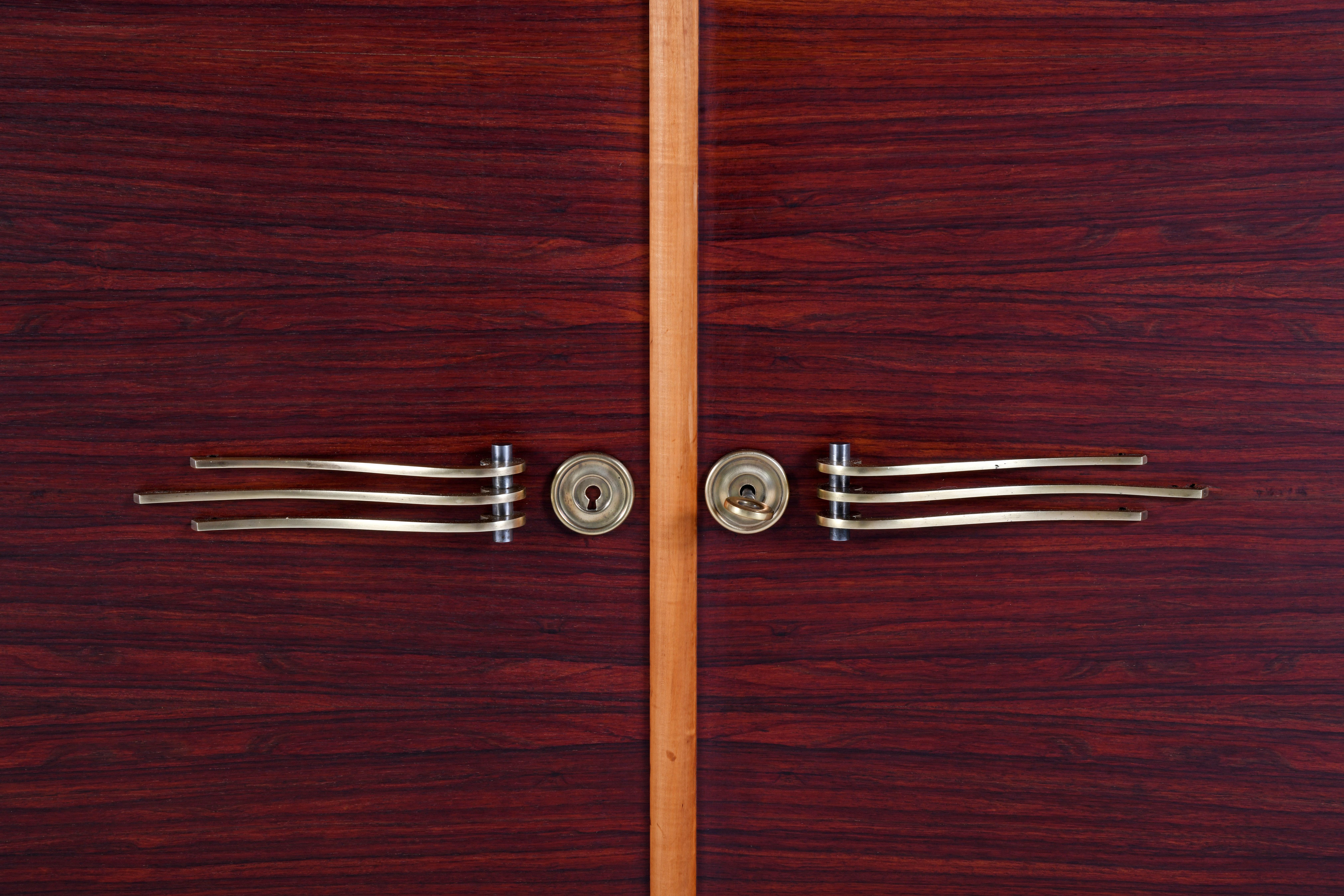 Large french Art Deco two-tones sideboard, walnut, oak, and sycamore 1