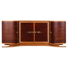 Grande credenza francese Art Déco bicolore, noce, quercia e sicomoro