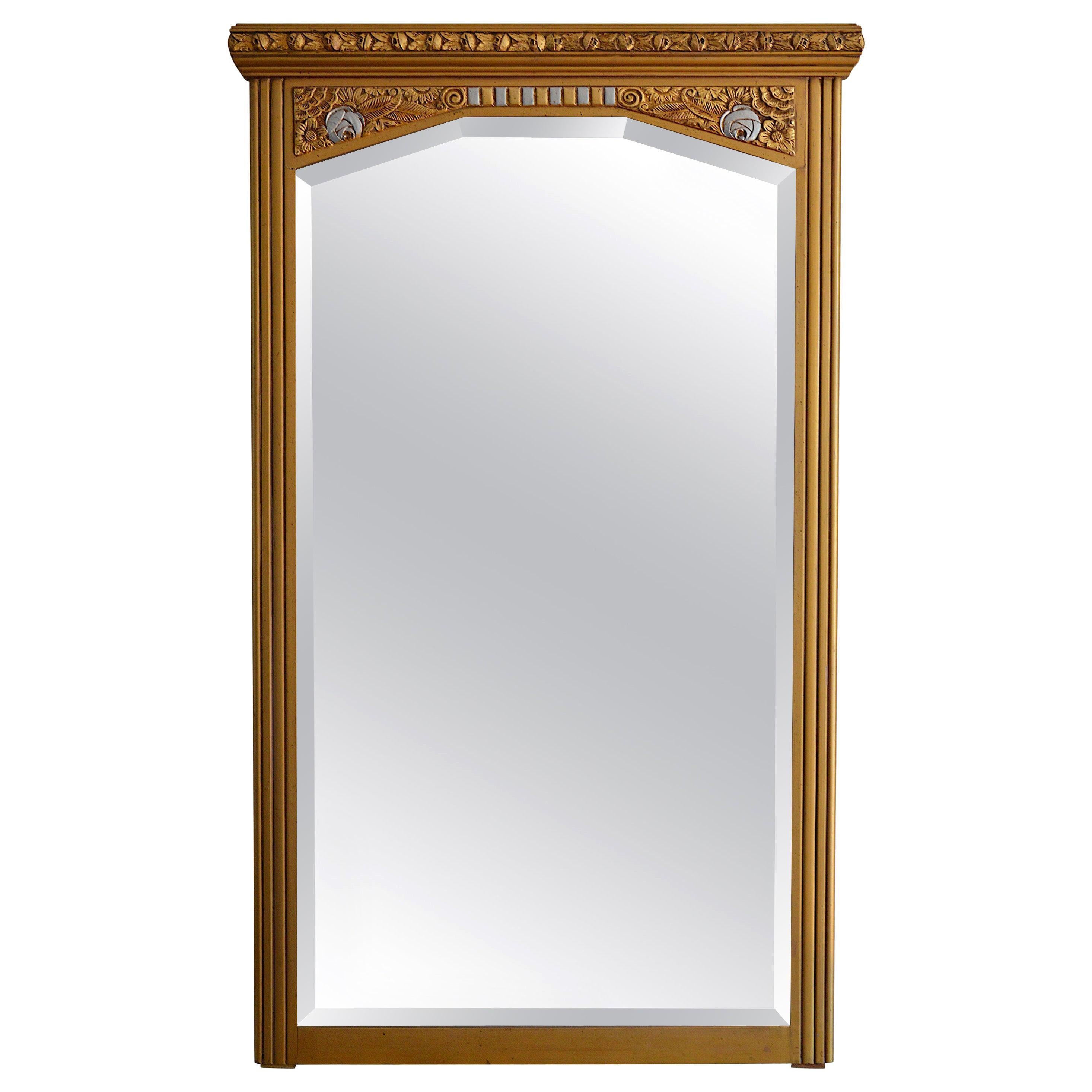Large French Art Deco Wall Mirror, 1933 For Sale