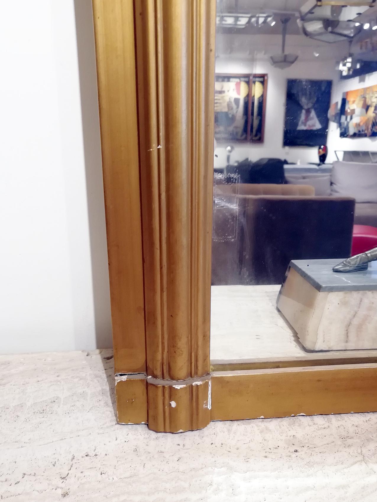 Large French Art Deco Wall “Trumeau” Mirror in Gold and Silver Color 1