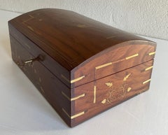 Gran joyero francés Art Déco de madera con incrustaciones de marquetería