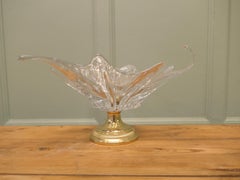 Large French Art Glass and Brass Tazza Dish