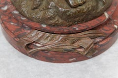 Large French Art Nouveau Bronze of a Partially Nude Maiden, Artist signed Drouot