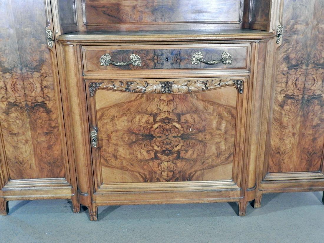 Large French Art Nouveau Court Cupboard China Cabinet Breakfront, circa 1920 In Good Condition In Swedesboro, NJ