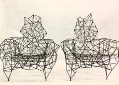 Grande scultura francese in ferro battuto, filo metallico e nylon, Ron Arad