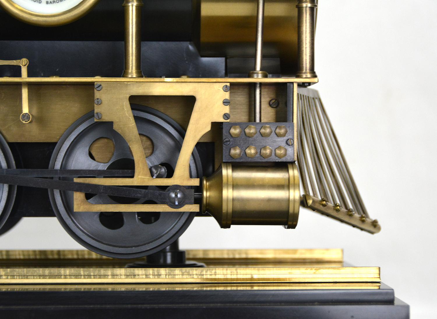 Große französische Automaton Lokomotive Industriezug Uhr mit drehenden Rädern im Angebot 7
