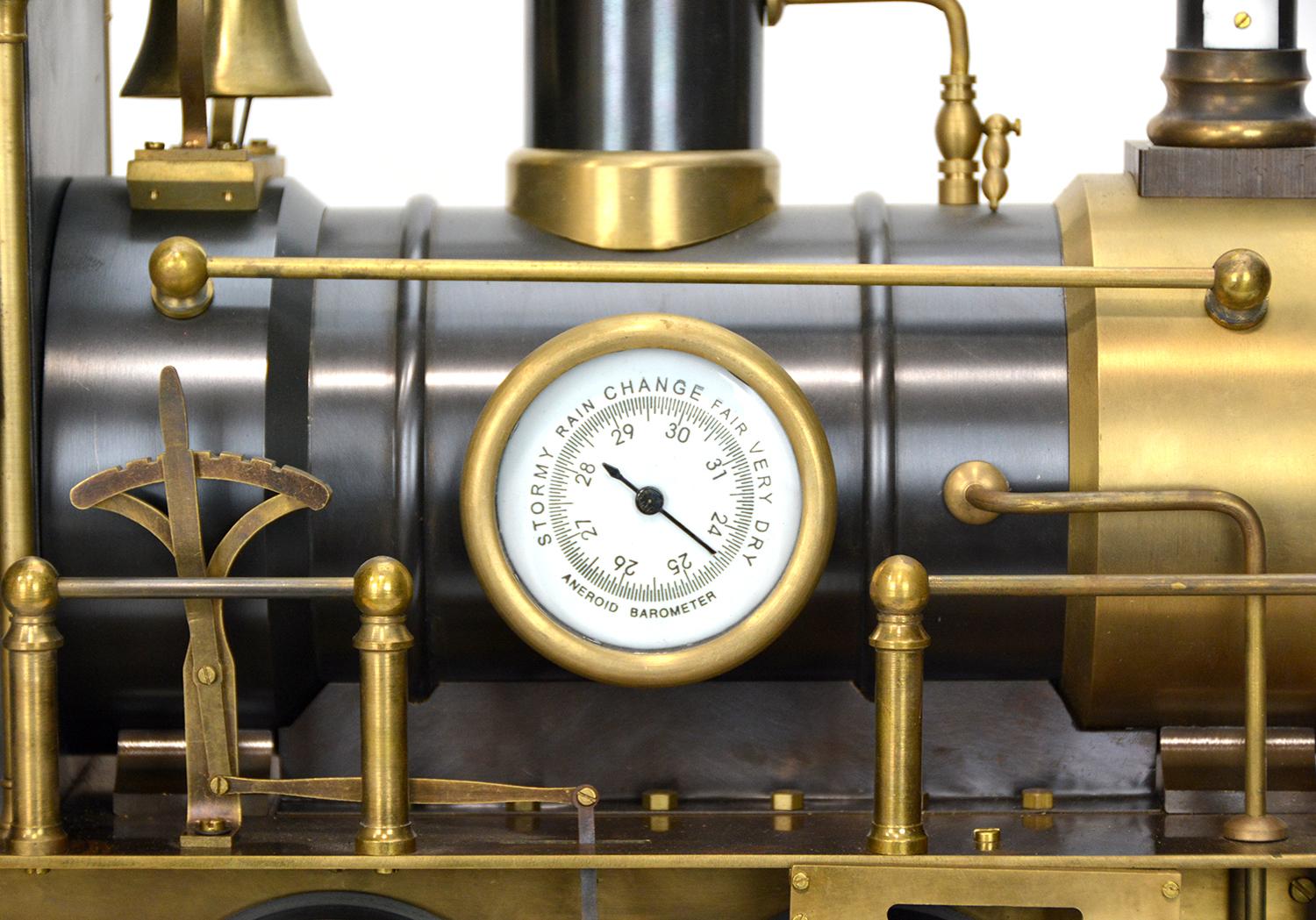 Large French Automaton Locomotive Industrial Train Clock with Spinning Wheels For Sale 3