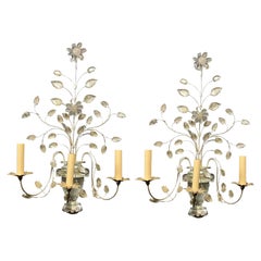 Large French Bagues Silver Sconces