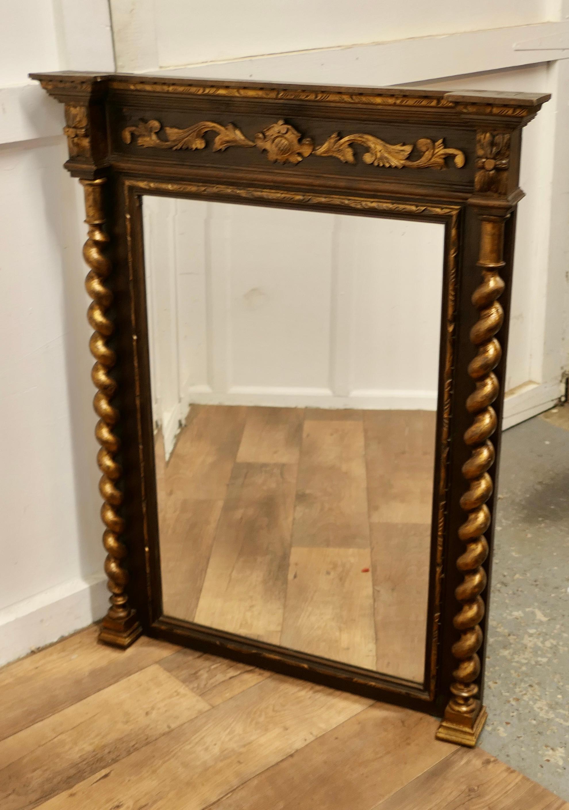 Large French Barley Twist Oak Wall Mirror   In Good Condition For Sale In Chillerton, Isle of Wight