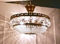 Large French Basket Crystal Chandelier