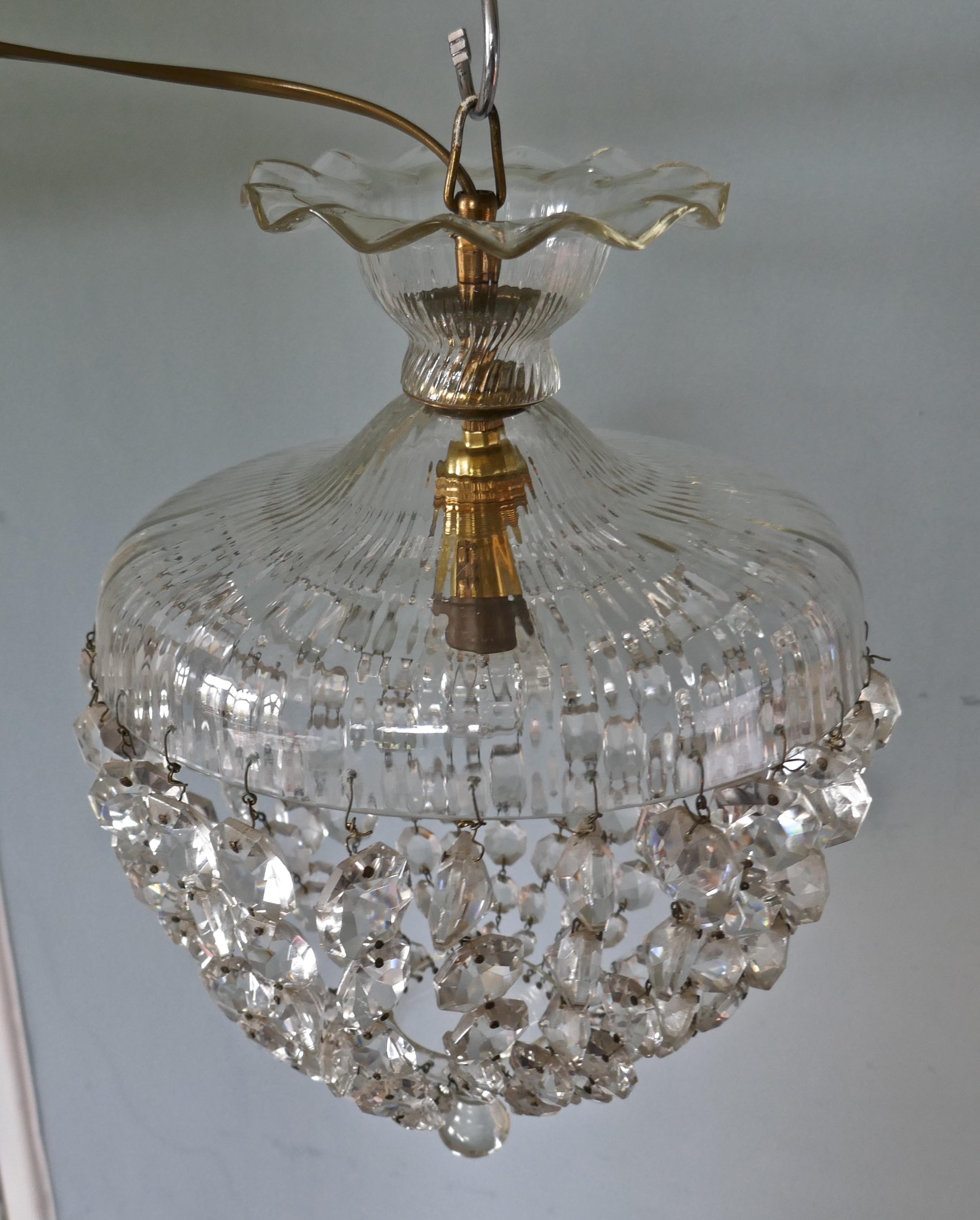 Beaux Arts Large French Basket Crystal Chandelier