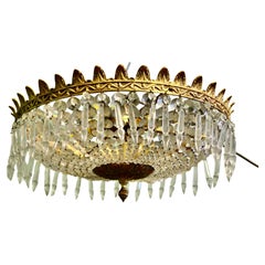 Large French Basket Crystal Chandelier