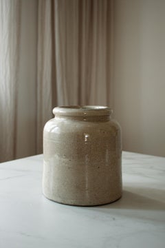 large french beige ceramic country kitchen pot with crackled glaze