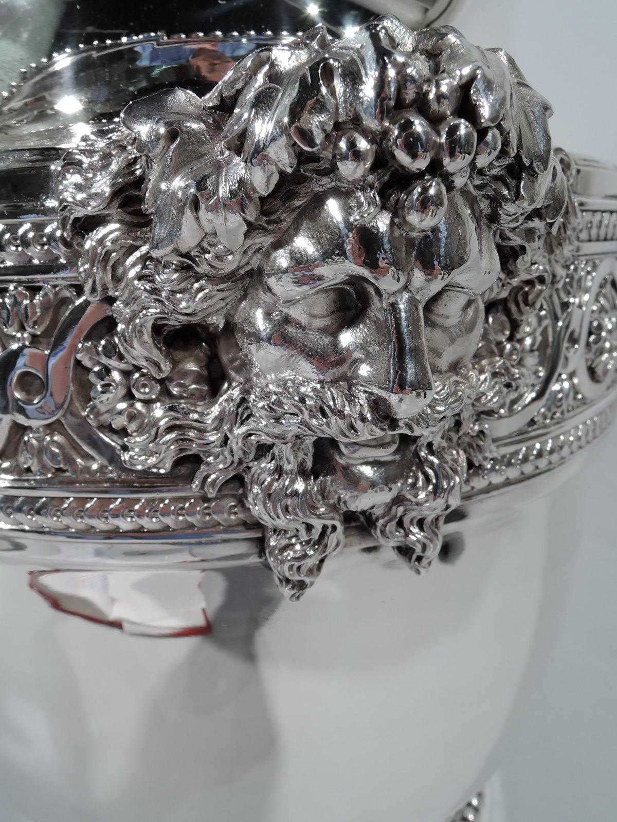 Large French Belle Epoque Classical Silver Wine Cooler In Excellent Condition In New York, NY