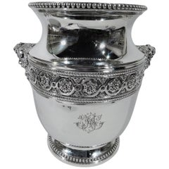 Large French Belle Epoque Classical Silver Wine Cooler