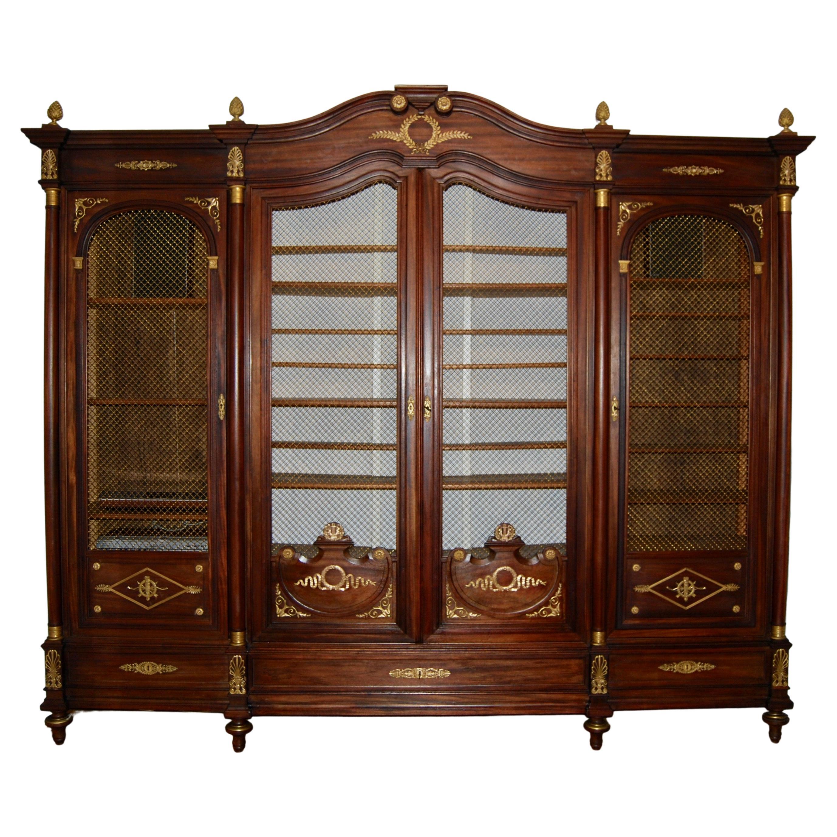 Large French Bibliothéque in Solid Mahogany, Late 1800s