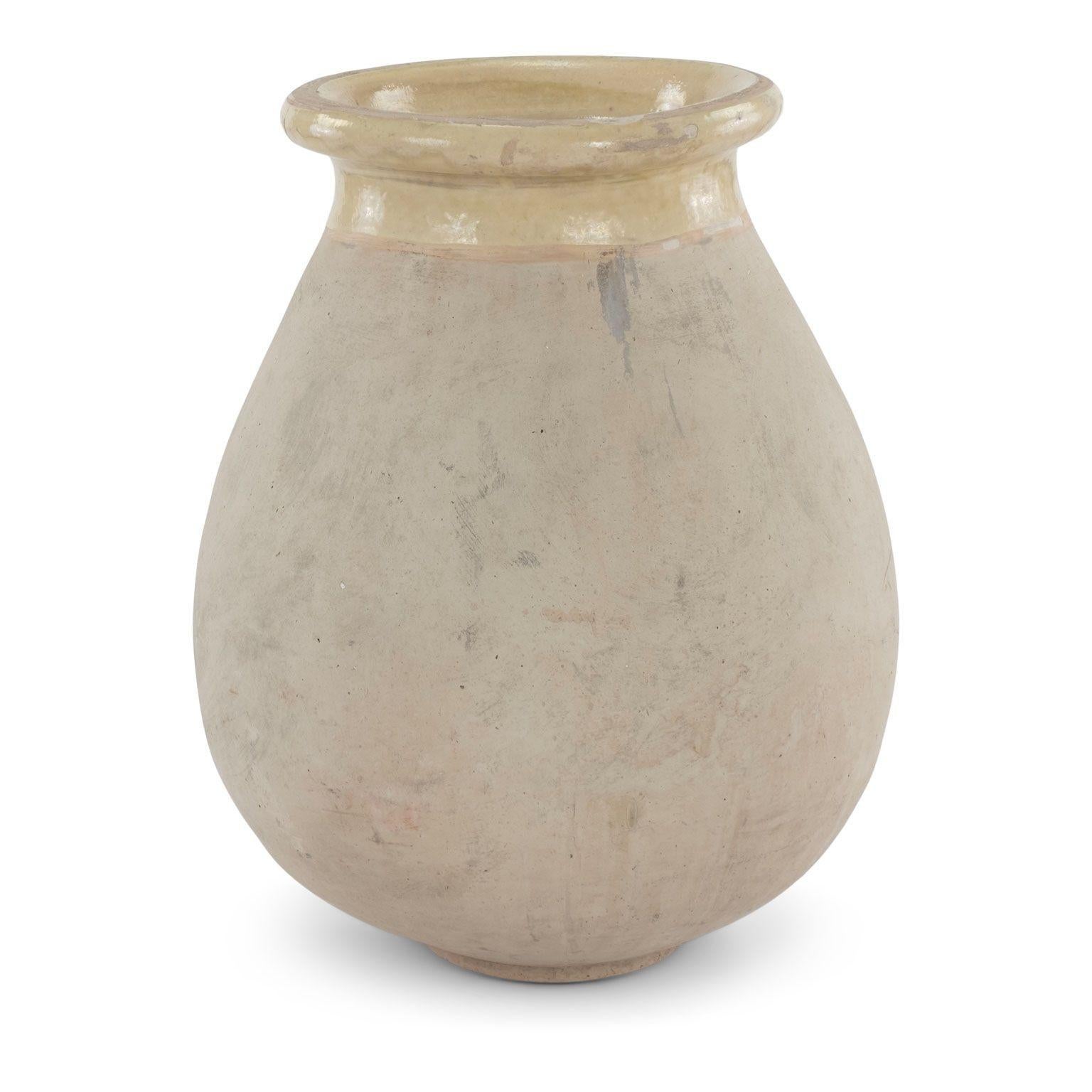 Mid-20th Century Large French Biot Jar with Yellow Glazed Rim