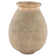 Large French Biot Jar with Yellow Glazed Rim