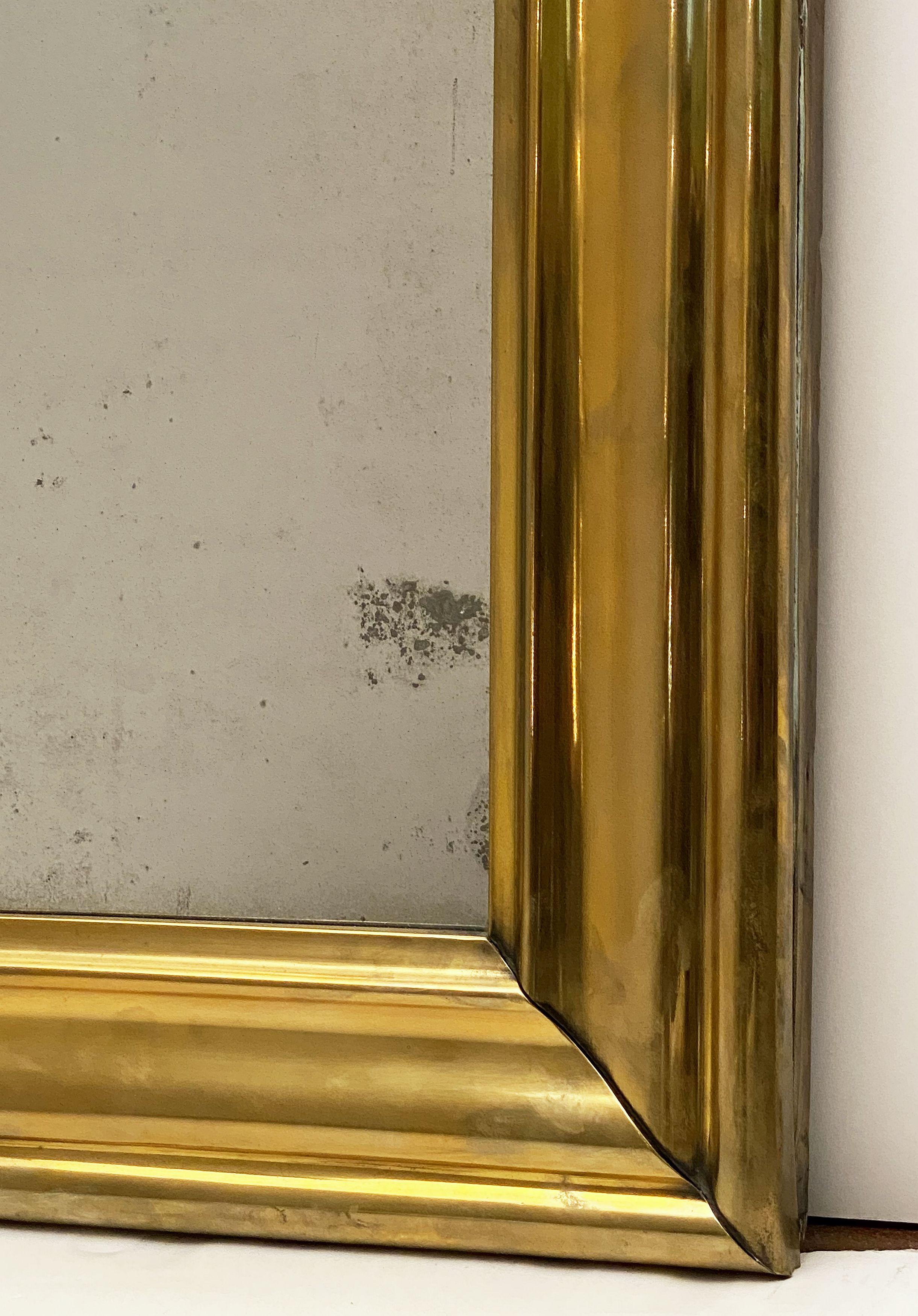 Large French Bistro Mirror of Brass from the Napoleon III Era 5