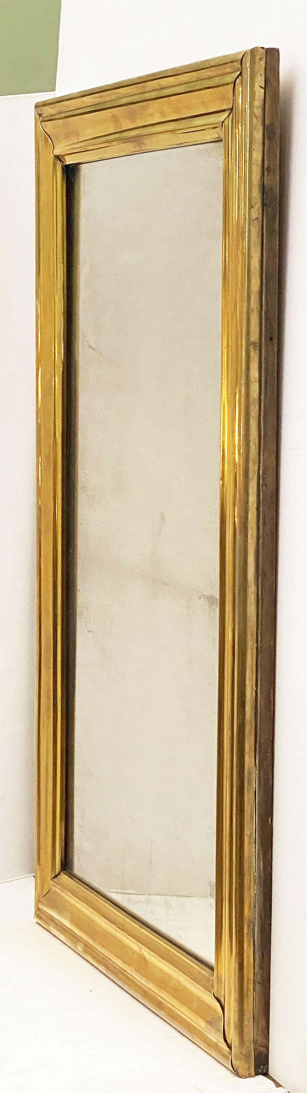 19th Century Large French Bistro Mirror of Brass from the Napoleon III Era