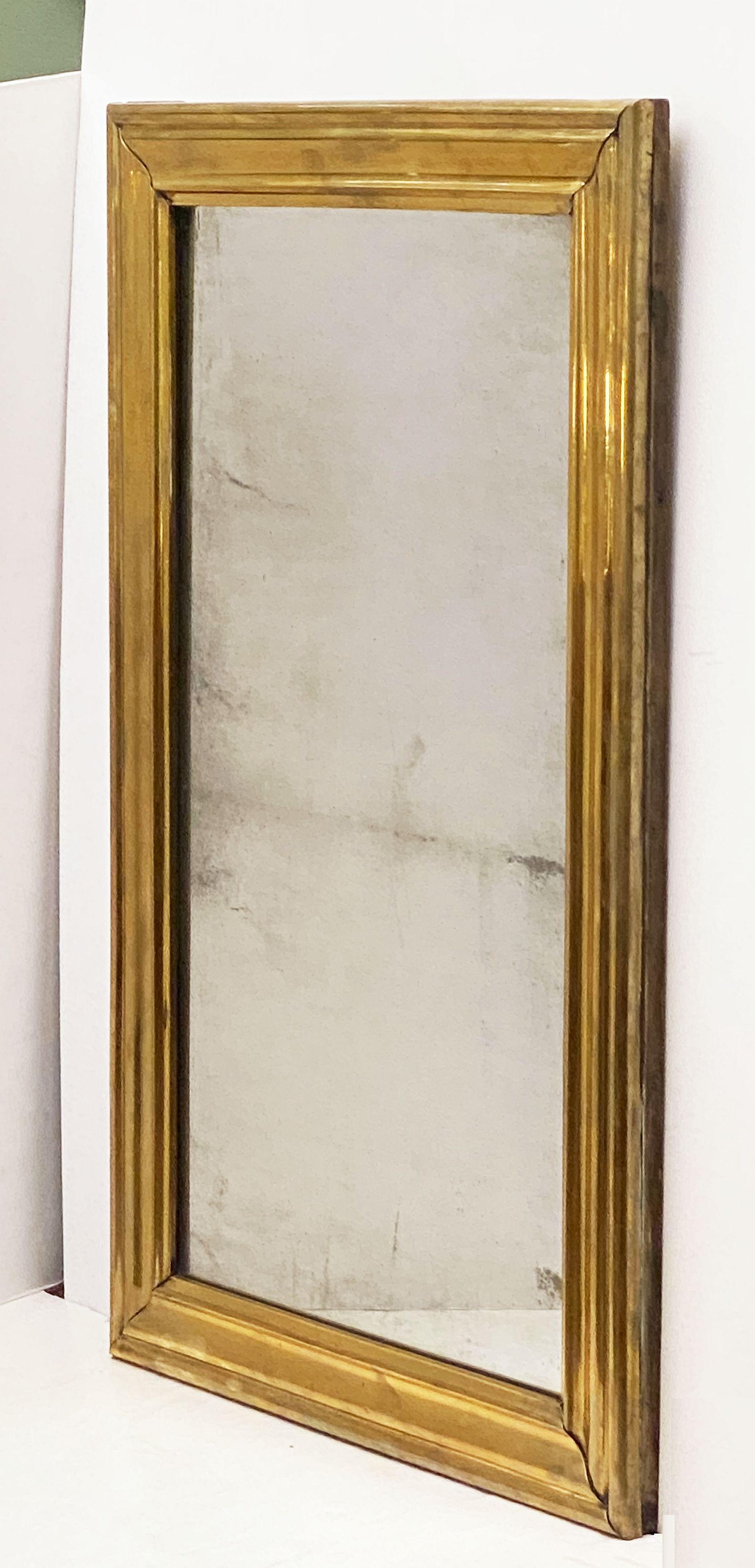 Metal Large French Bistro Mirror of Brass from the Napoleon III Era
