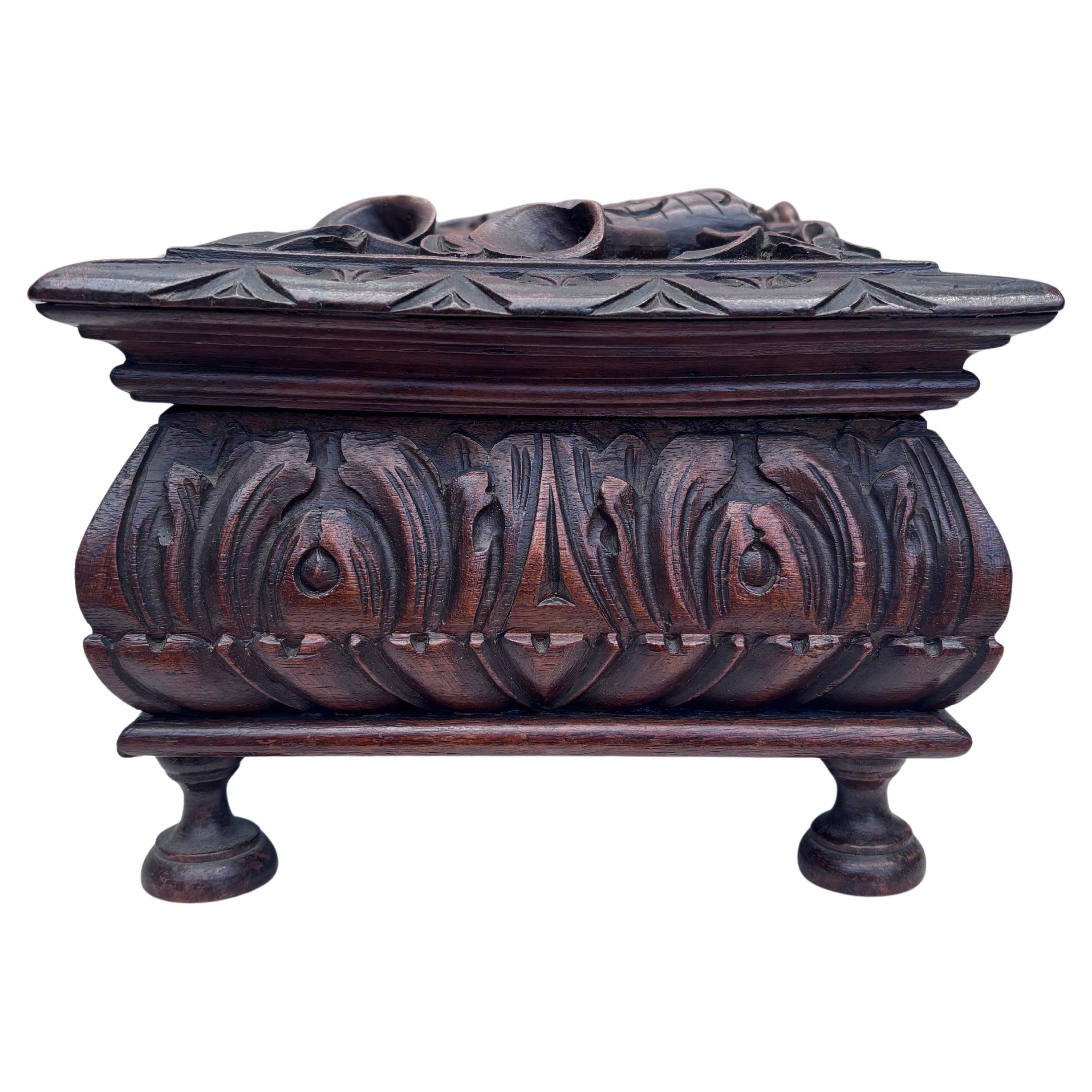 Large French Black Forest Wood Music instruments Box, Circa 1890 For Sale 1