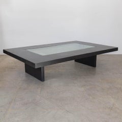 Large French Black Slate and Glass Coffee Table