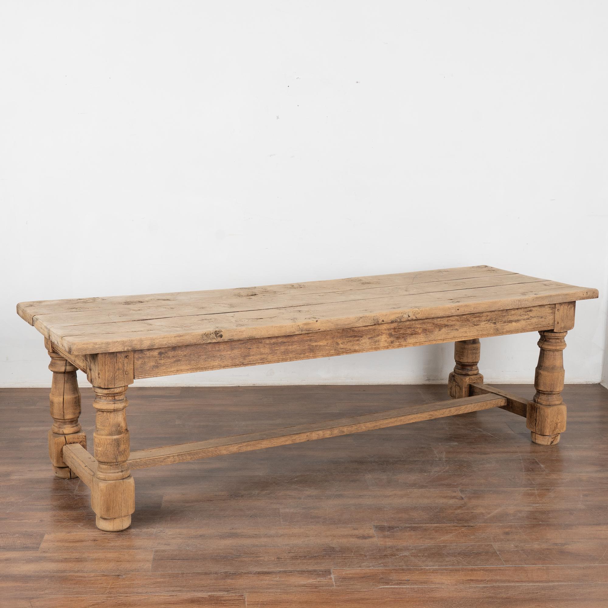 Large French Bleached Oak 20th Century Refectory Library Table 7