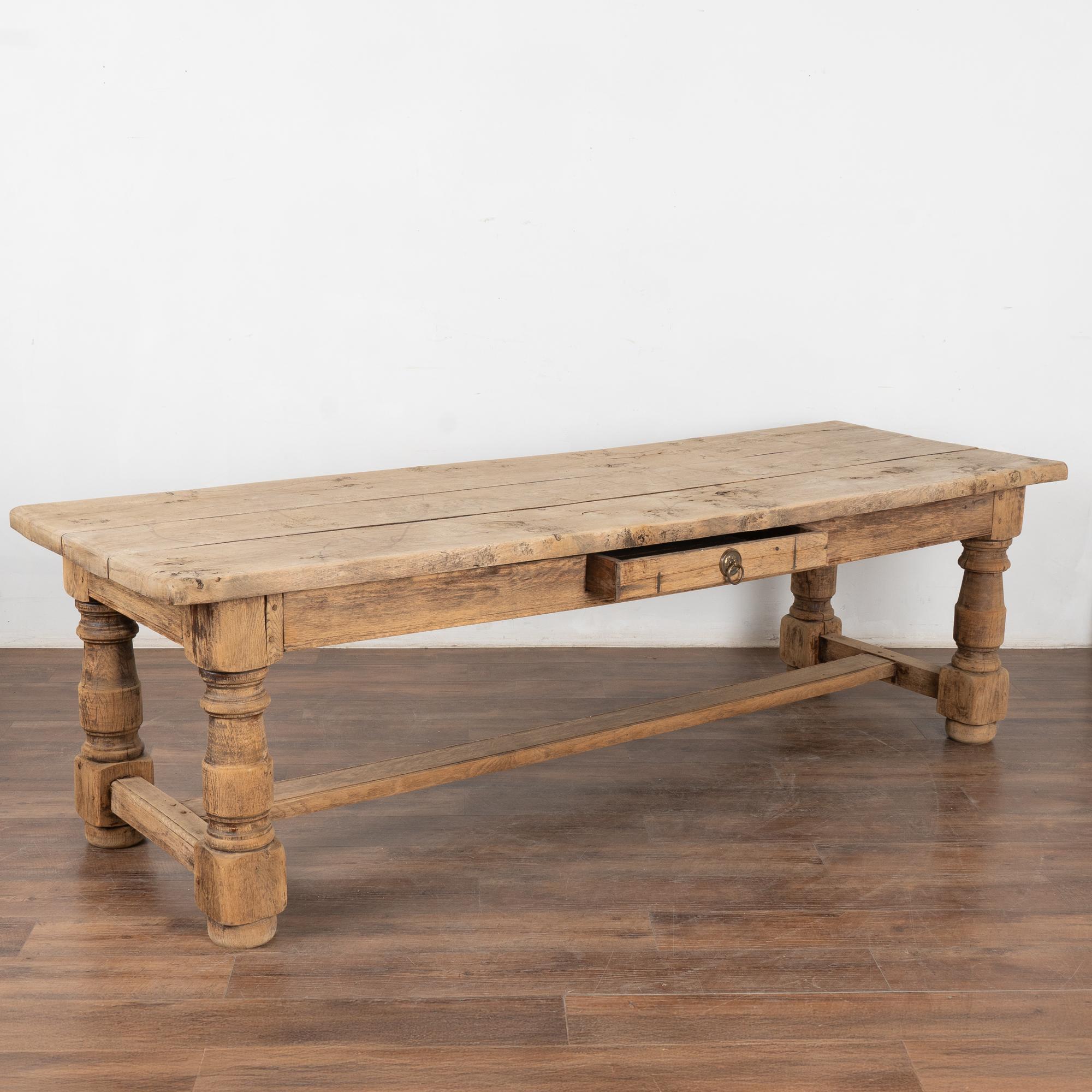 Country Large French Bleached Oak 20th Century Refectory Library Table