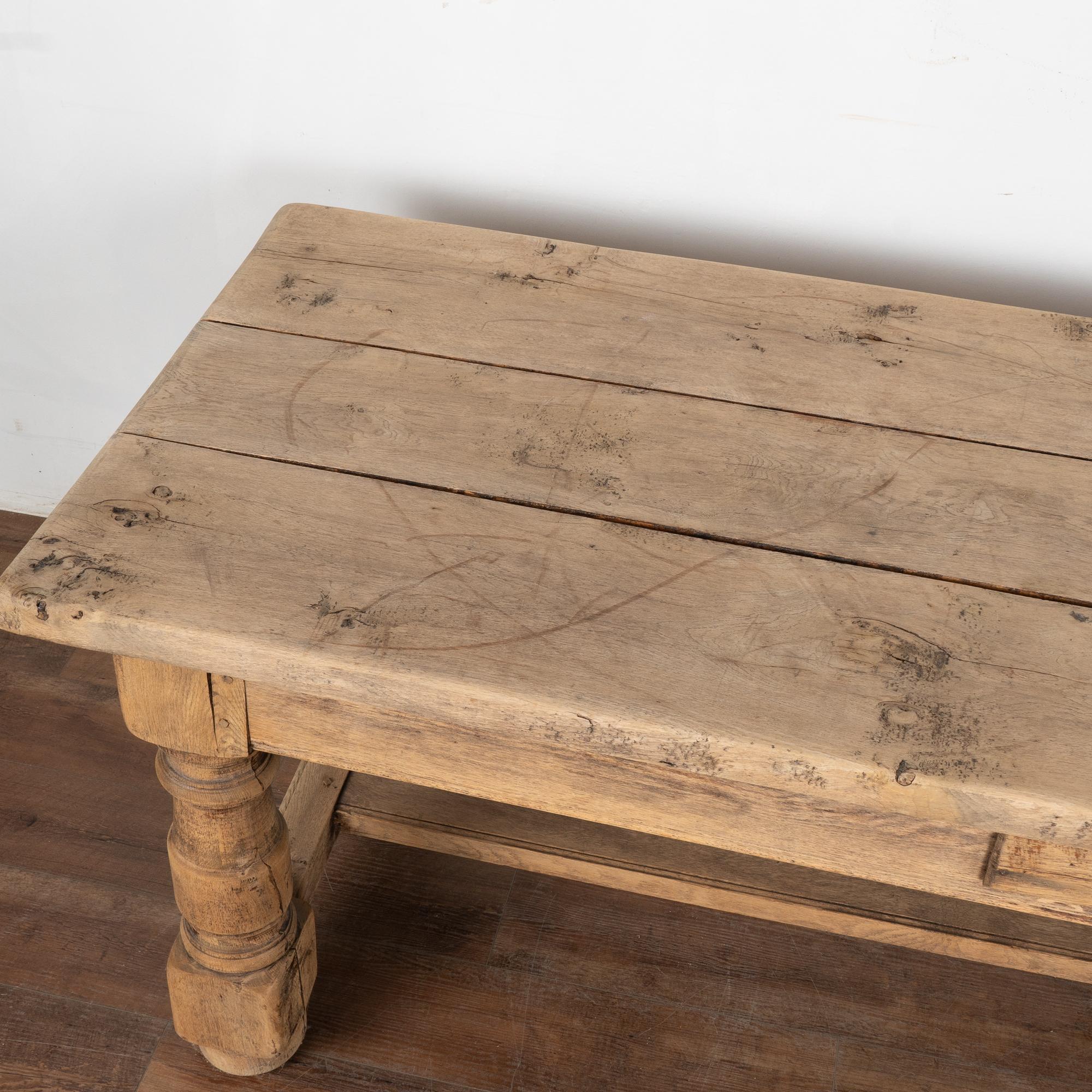 Large French Bleached Oak 20th Century Refectory Library Table 1