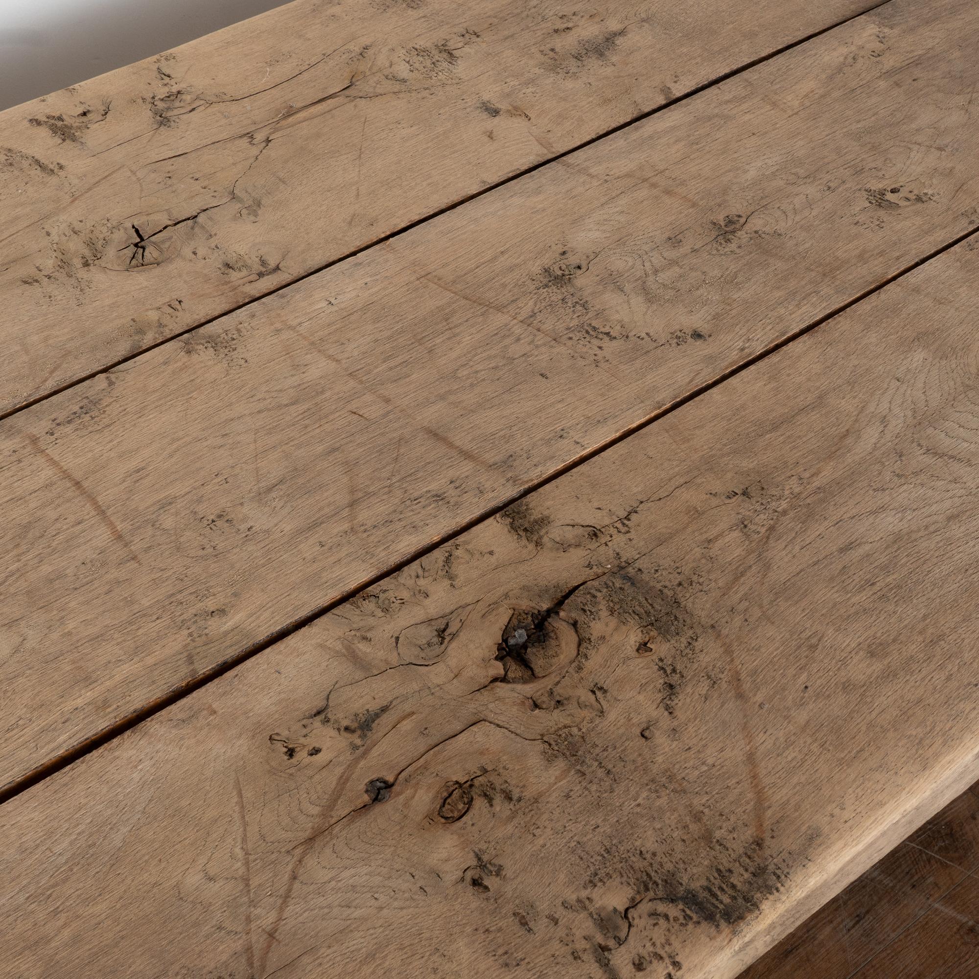 Large French Bleached Oak 20th Century Refectory Library Table 2