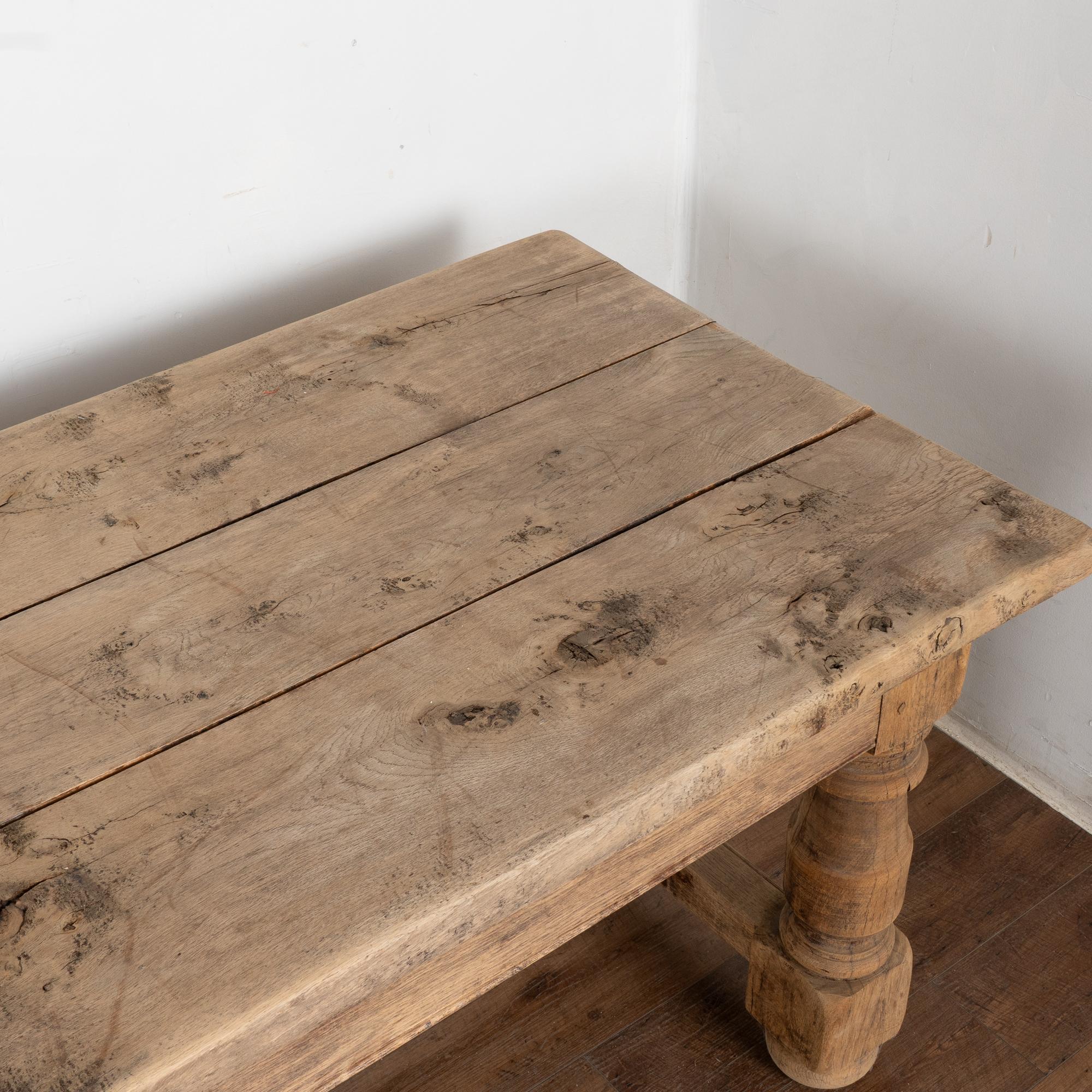 Large French Bleached Oak 20th Century Refectory Library Table 4