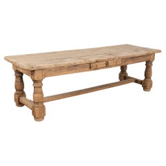 Large French Bleached Oak 20th Century Refectory Library Table