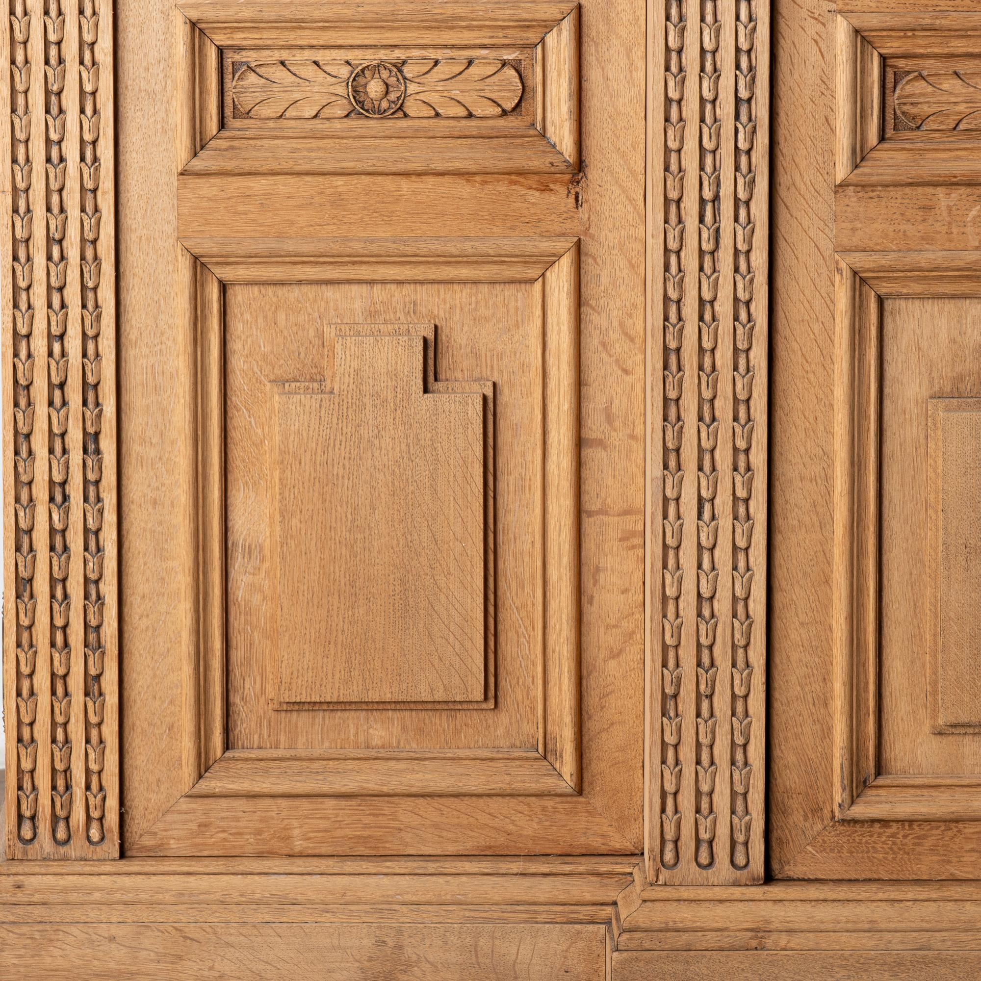 Large French Bleached Oak Bookcase Three Door Display Cabinet, Circa 1890 5