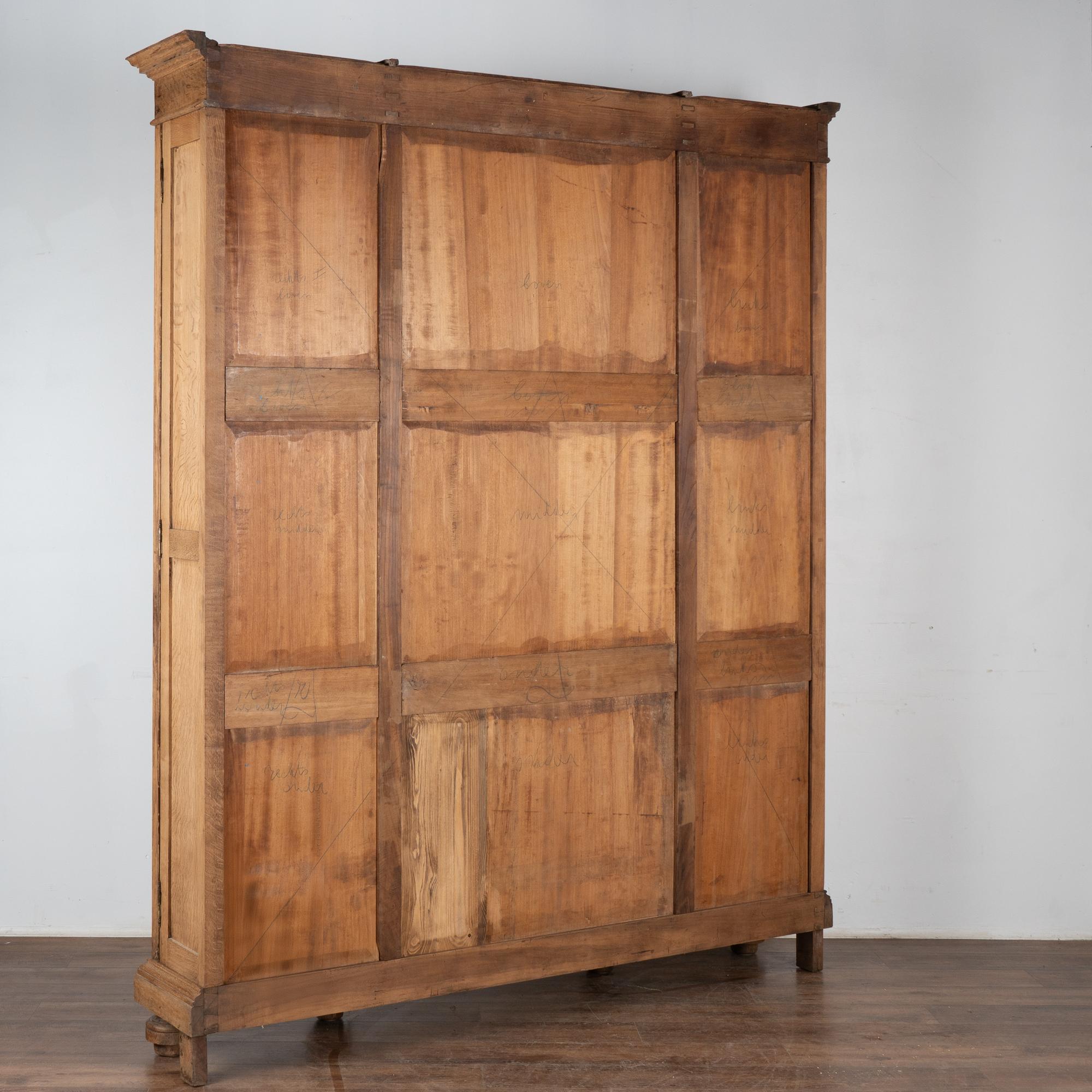 Large French Bleached Oak Bookcase Three Door Display Cabinet, Circa 1890 7