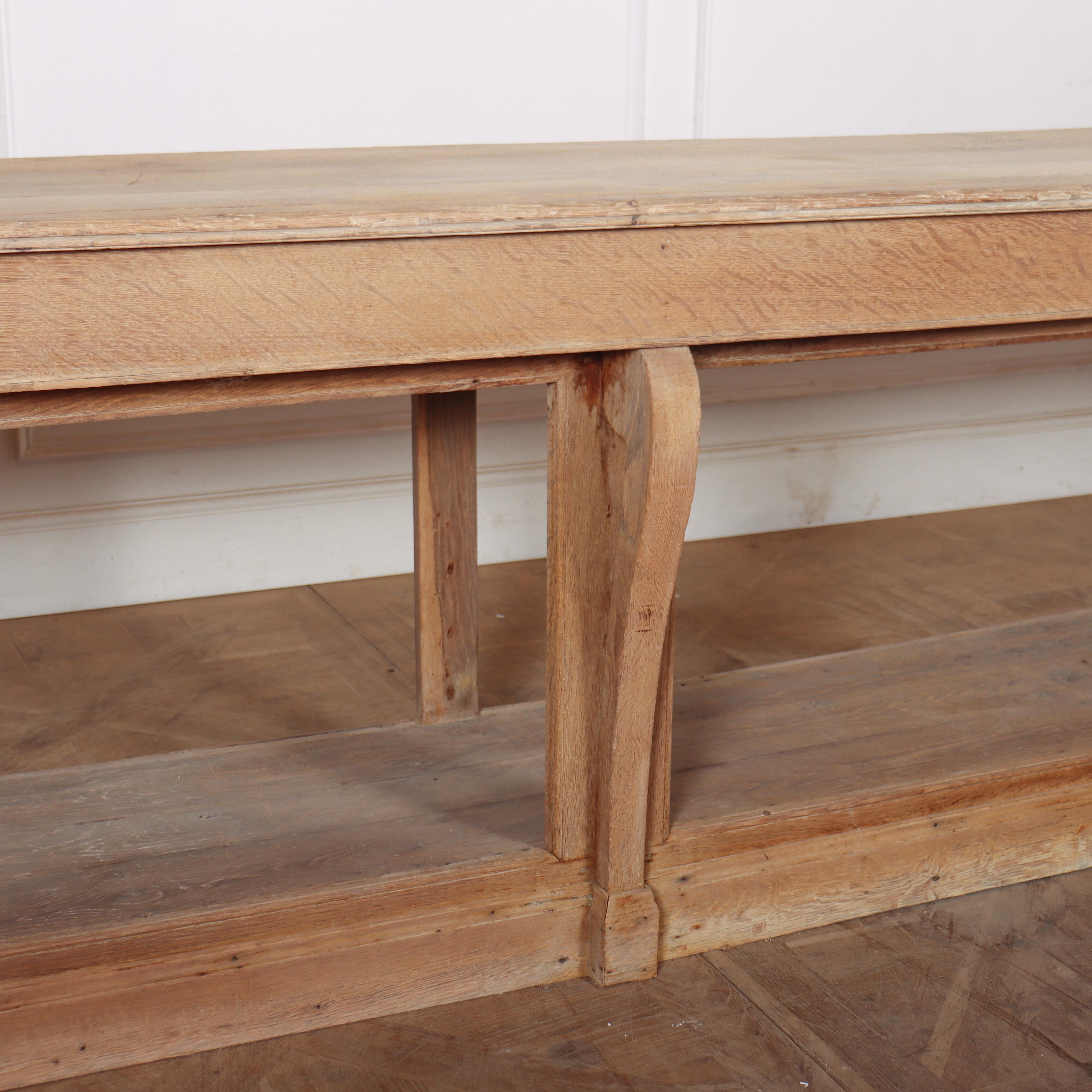 19th Century Large French Bleached Oak Console For Sale