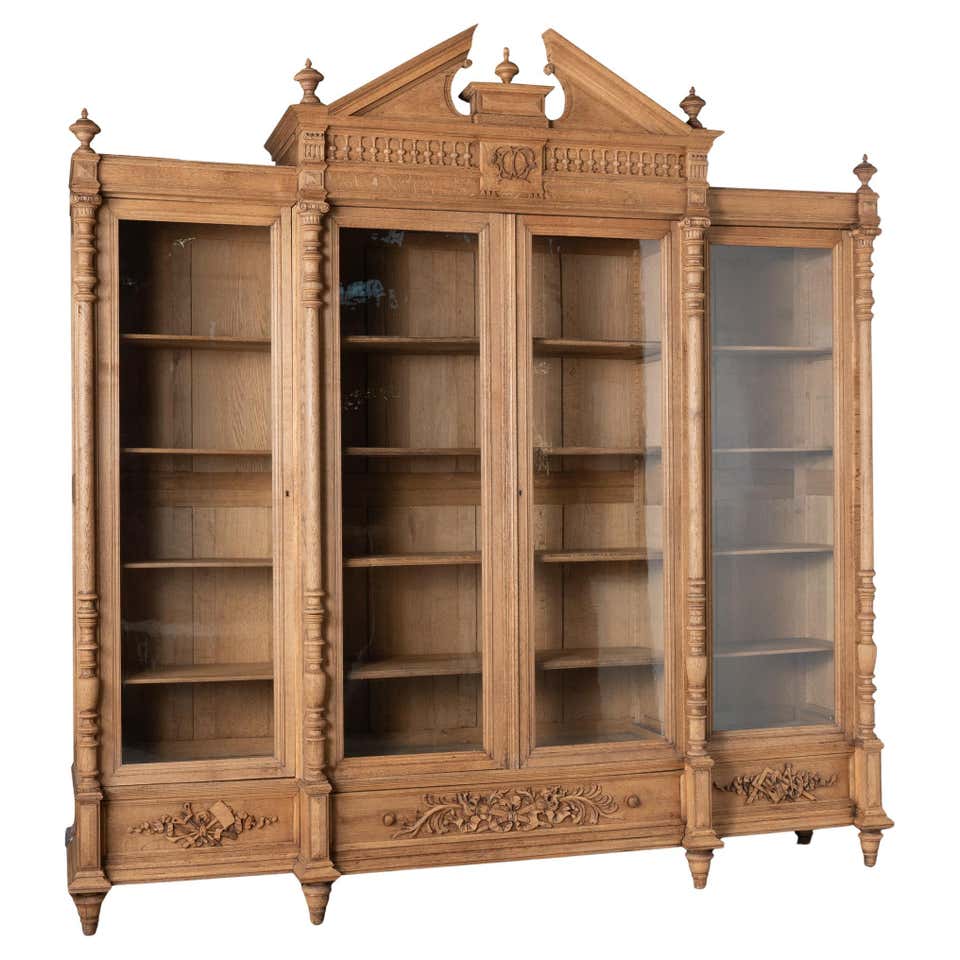 Antique French Oak Large Display Cabinet Bookcase Painted White Circa Antique french oak large display cabinet bookcase painted white circa