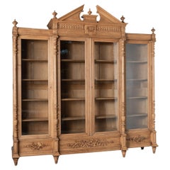Gran vitrina librería francesa de roble blanqueado, hacia 1890