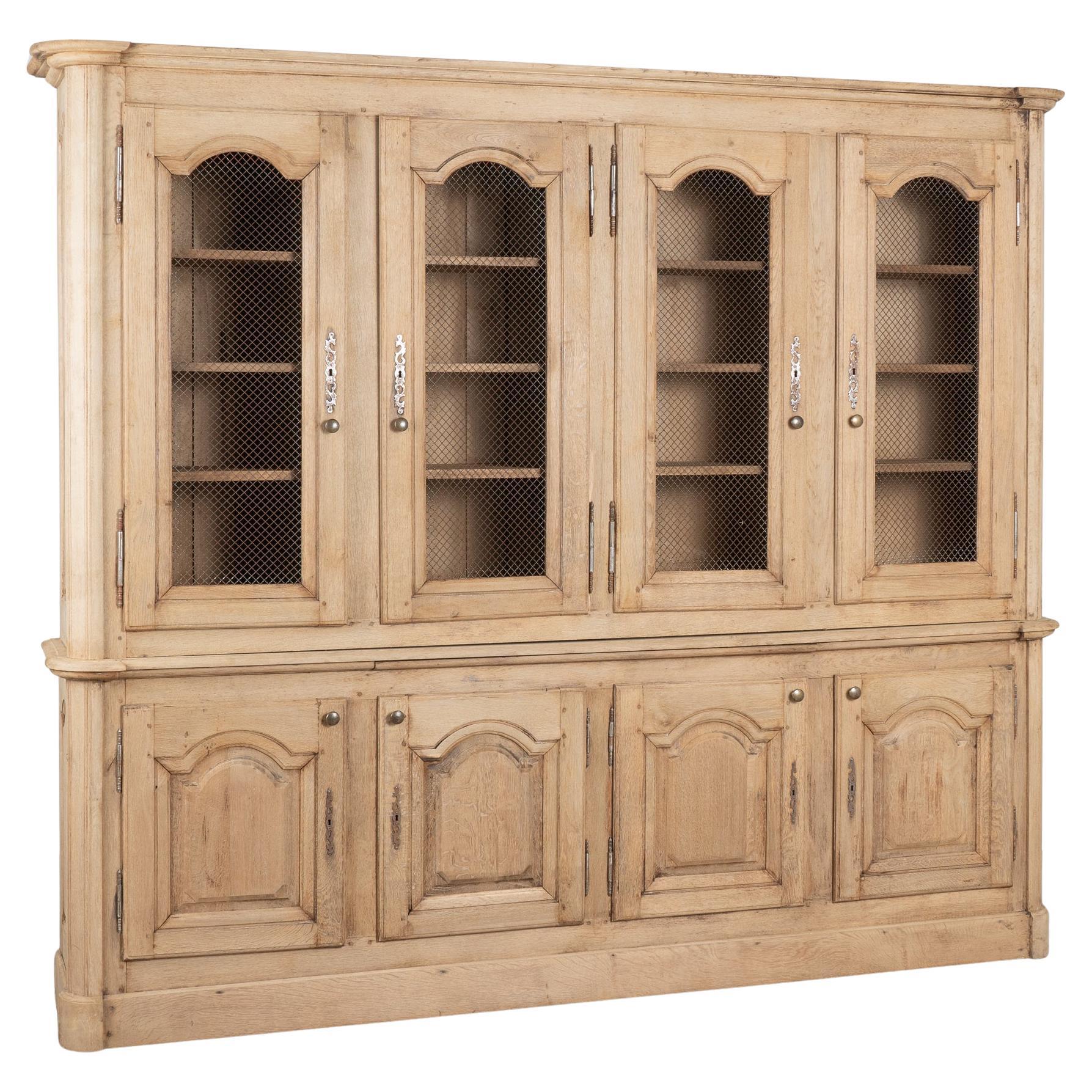 Gran vitrina librería francesa de roble blanqueado hacia 1890