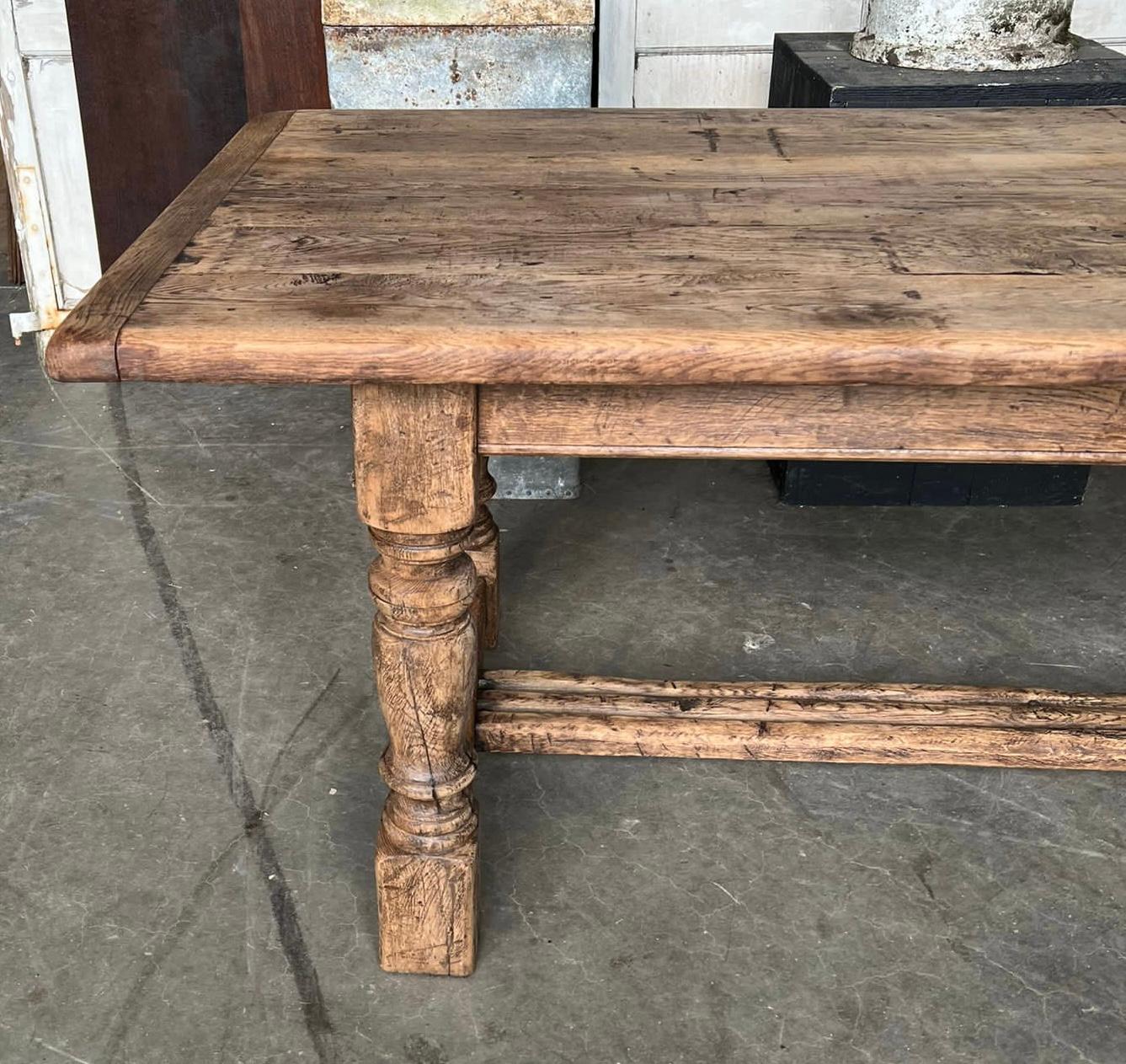 Large French Bleached Oak Farmhouse Dining Table  6