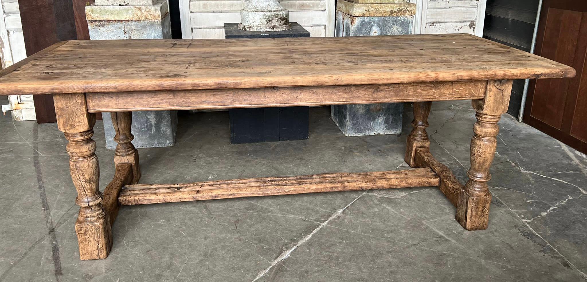 Large French Bleached Oak Farmhouse Dining Table  8