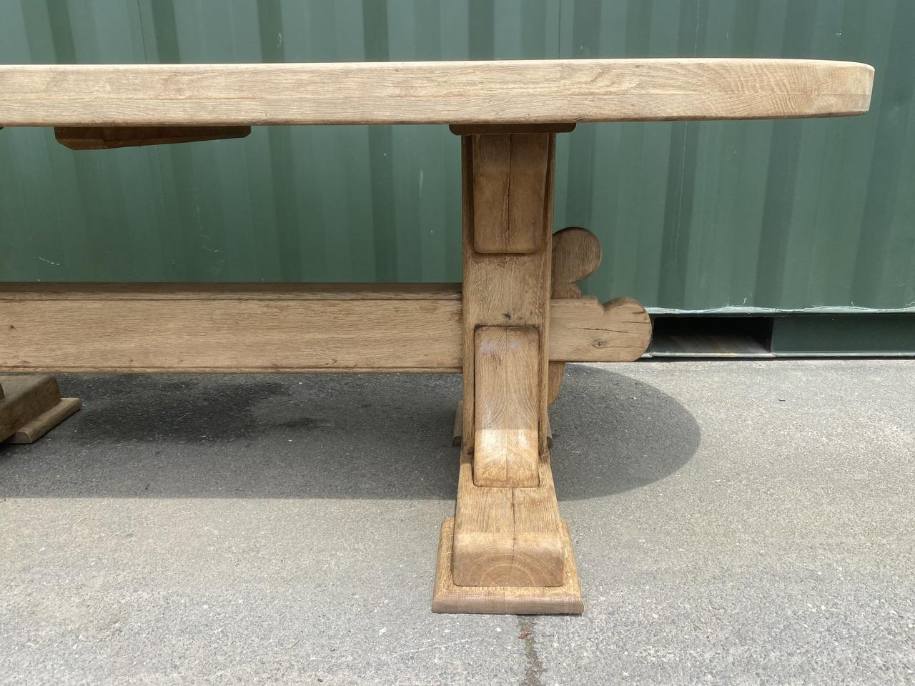 Large French Bleached Oak Farmhouse Dining Table  For Sale 8