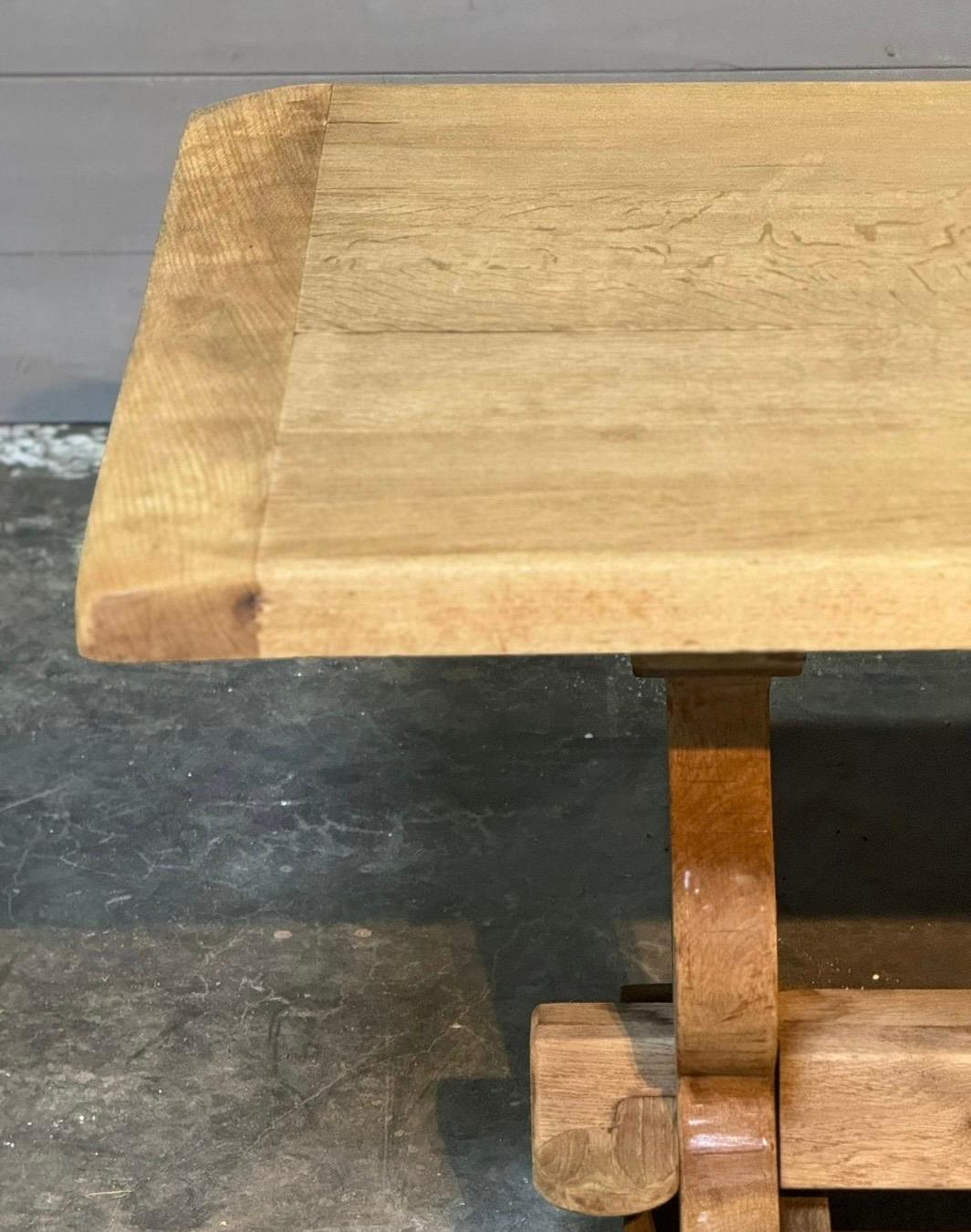 Large French Bleached Oak Farmhouse Dining Table For Sale 8