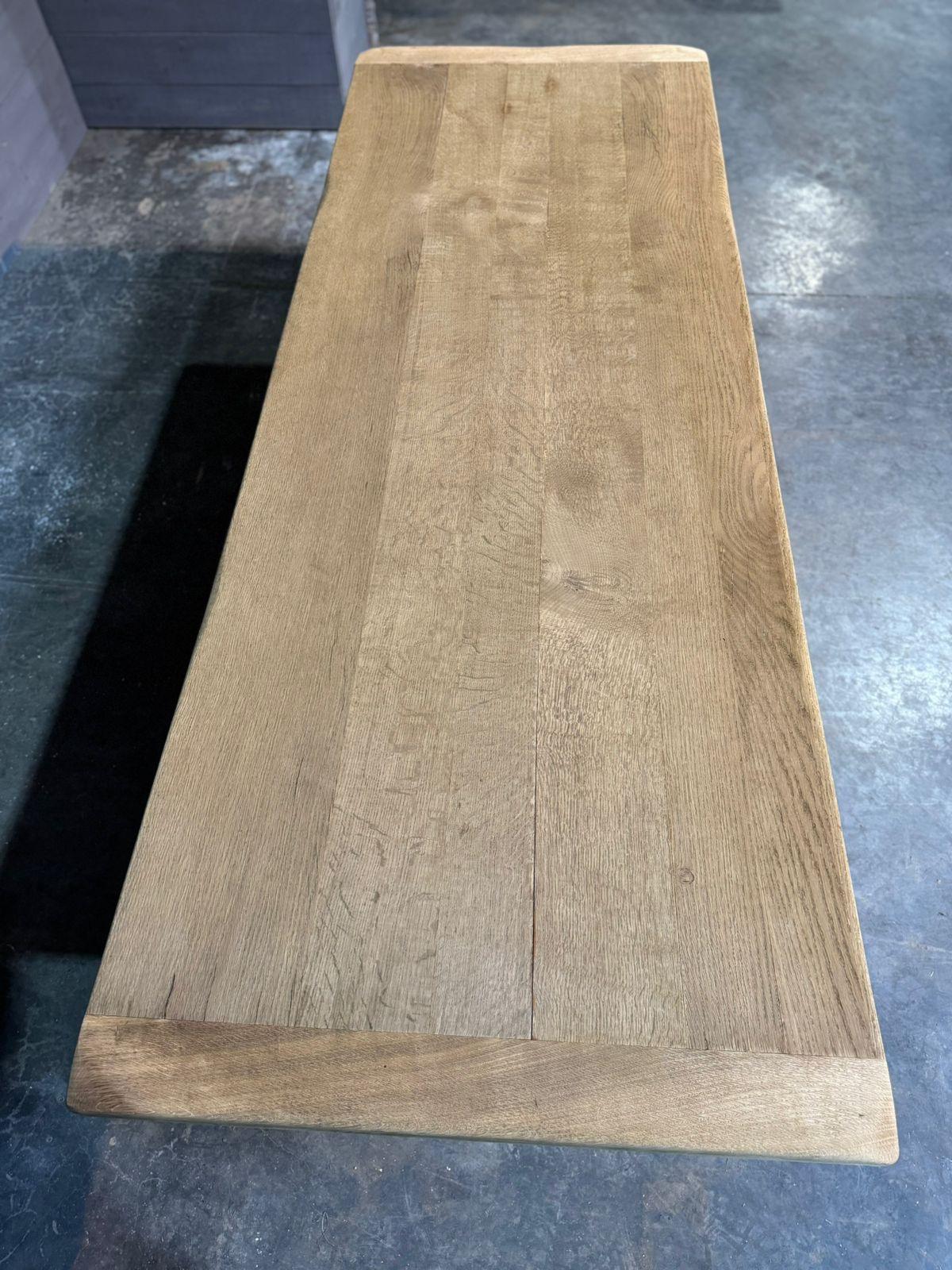 Large French Bleached Oak Farmhouse Dining Table For Sale 9