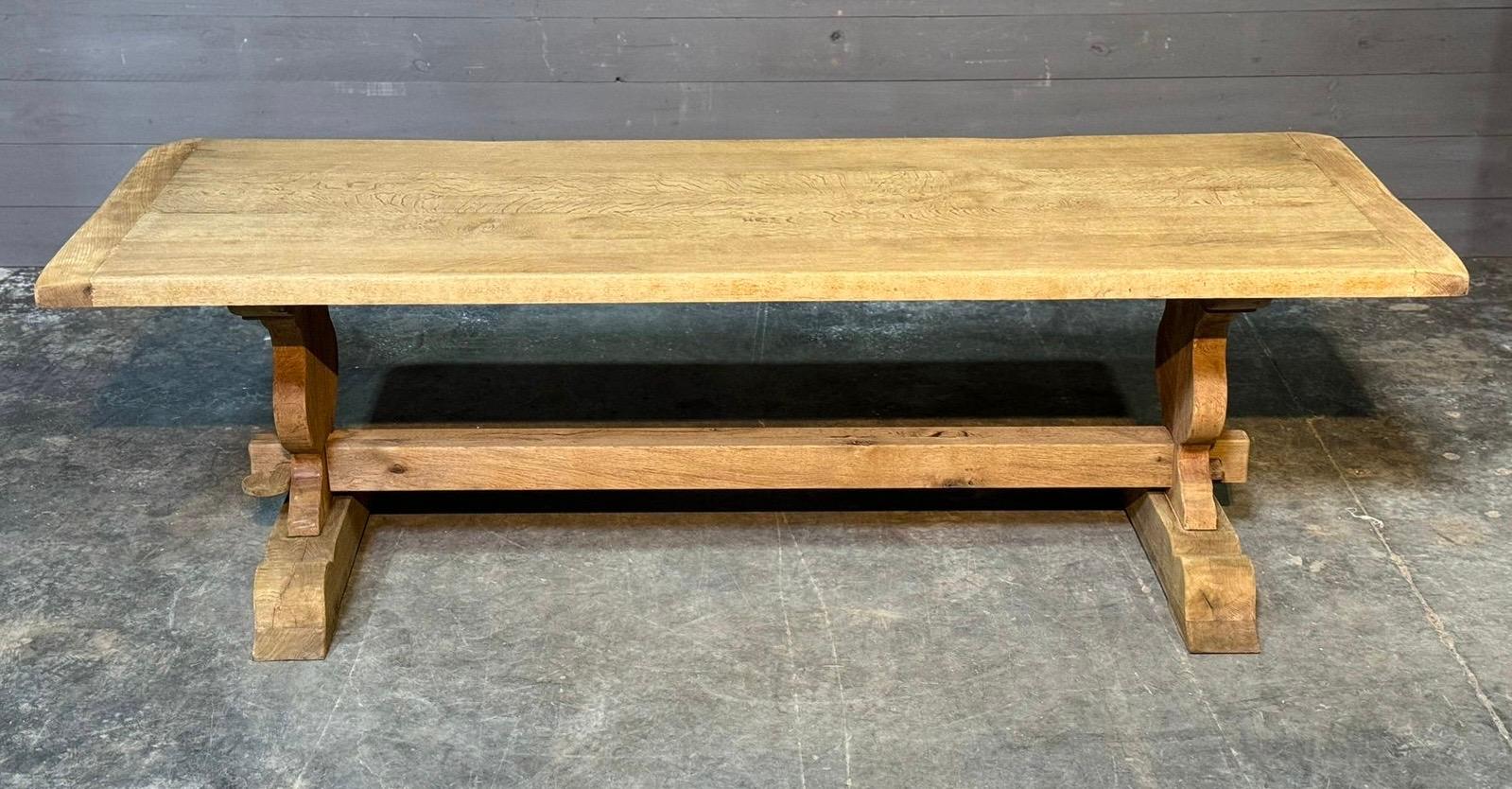 Large French Bleached Oak Farmhouse Dining Table For Sale 10